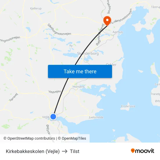Kirkebakkeskolen (Vejle) to Tilst map