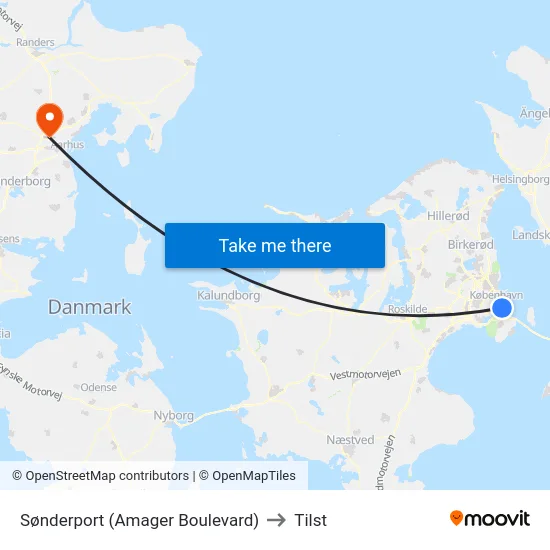 Sønderport (Amager Boulevard) to Tilst map