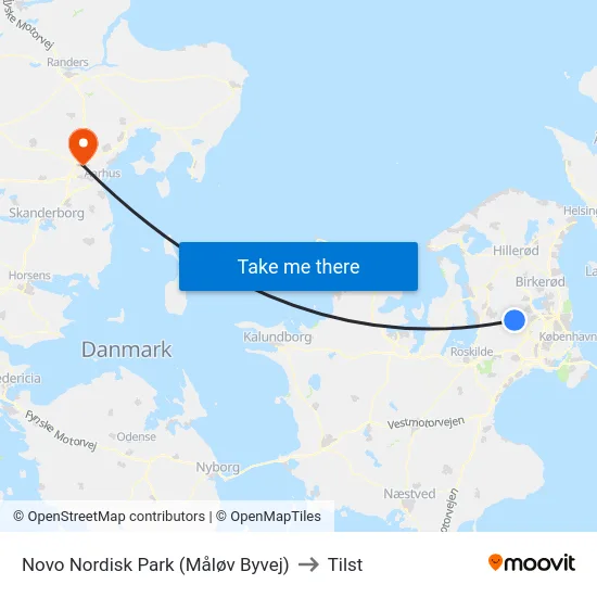 Novo Nordisk Park (Måløv Byvej) to Tilst map