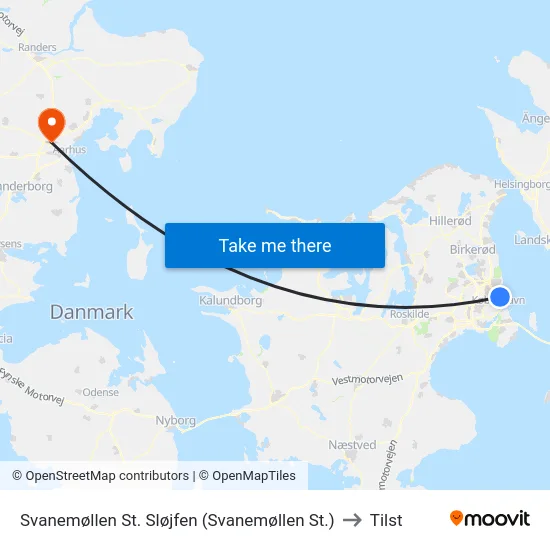 Svanemøllen St. Sløjfen (Svanemøllen St.) to Tilst map