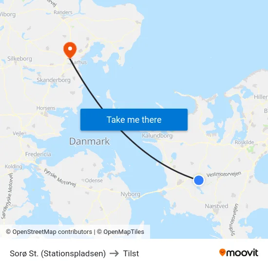Sorø St. (Stationspladsen) to Tilst map
