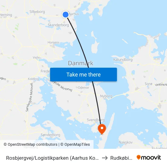 Rosbjergvej/Logistikparken (Aarhus Kom) to Rudkøbing map