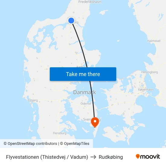 Flyvestationen (Thistedvej / Vadum) to Rudkøbing map
