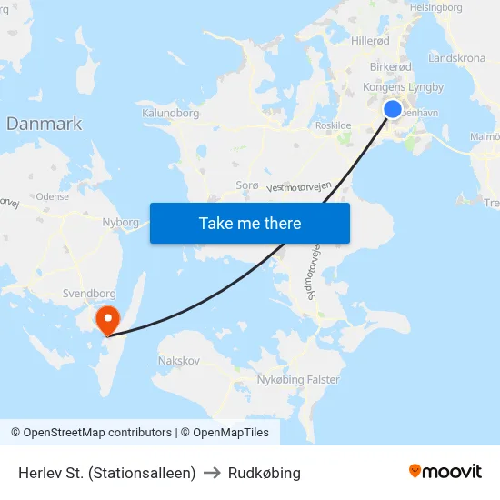 Herlev St. (Stationsalleen) to Rudkøbing map