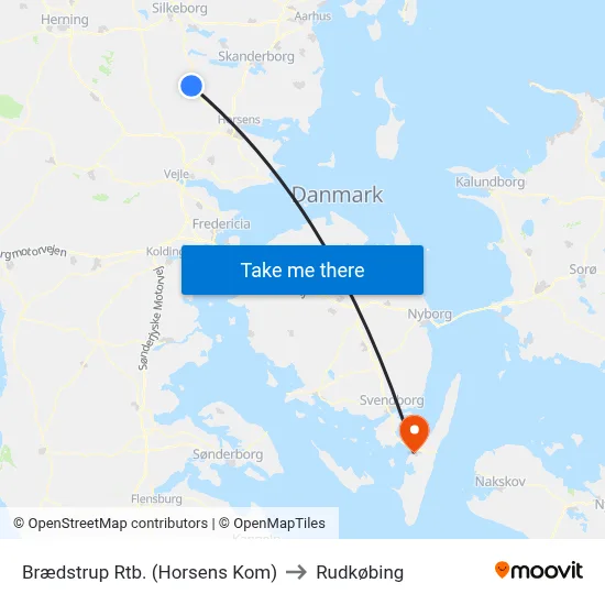 Brædstrup Rtb. (Horsens Kom) to Rudkøbing map