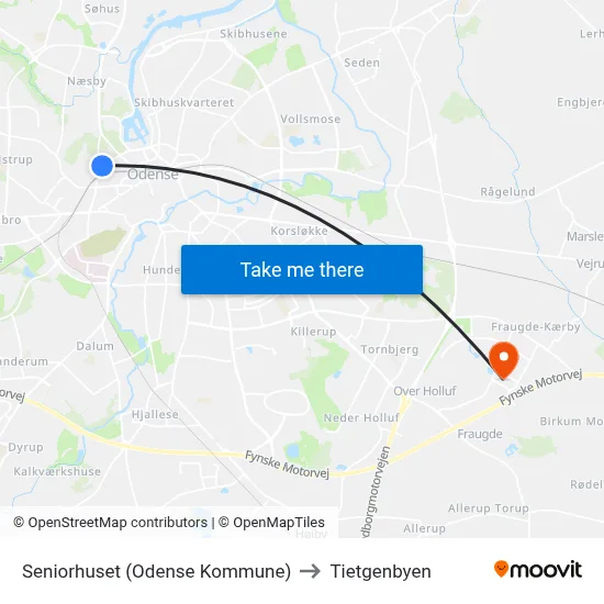 Seniorhuset (Odense Kommune) to Tietgenbyen map
