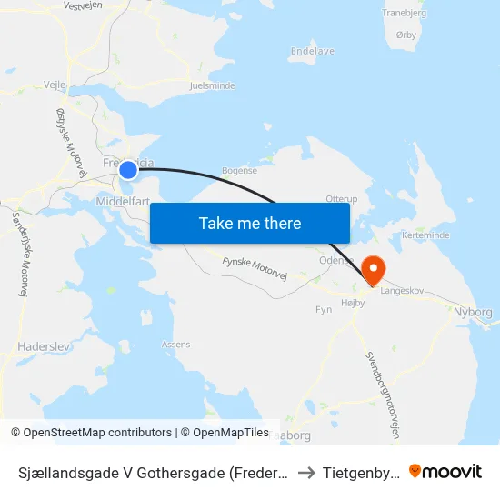 Sjællandsgade V Gothersgade (Fredericia) to Tietgenbyen map