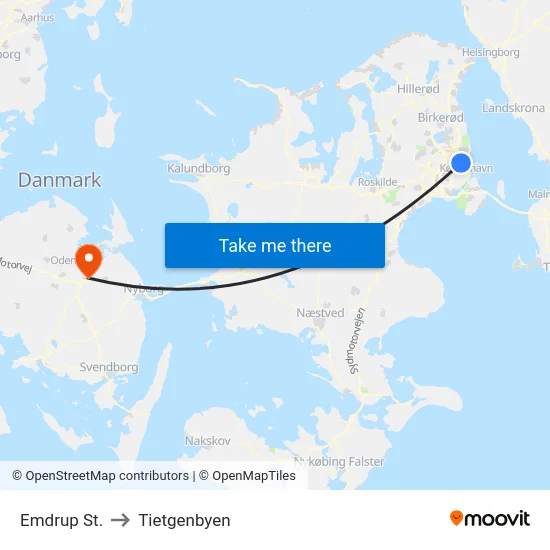 Emdrup St. to Tietgenbyen map