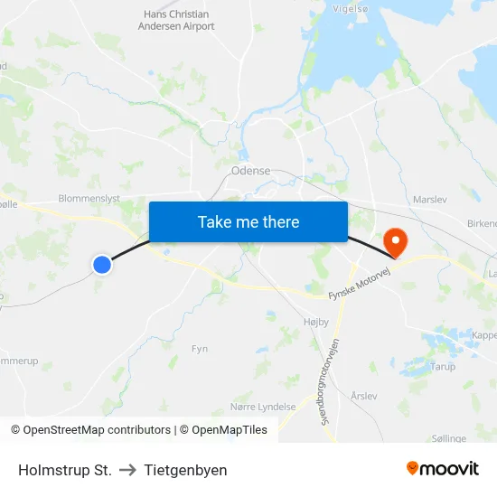 Holmstrup St. to Tietgenbyen map