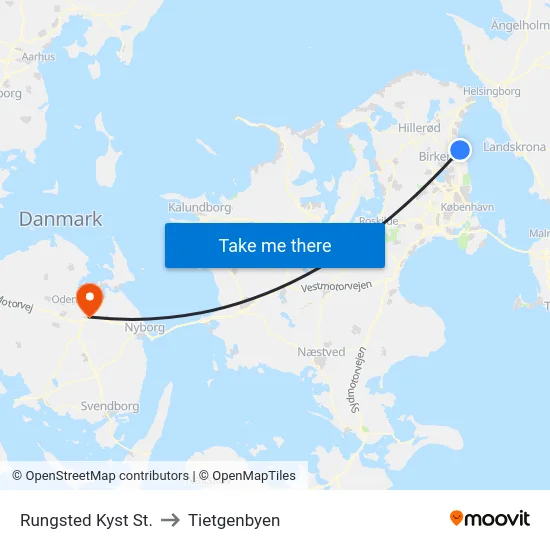 Rungsted Kyst St. to Tietgenbyen map