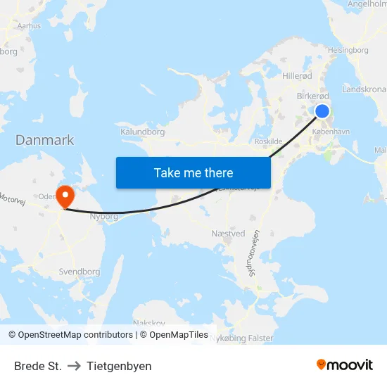 Brede St. to Tietgenbyen map