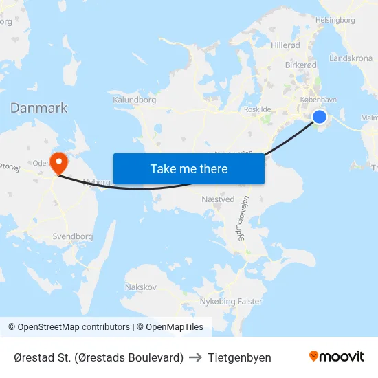 Ørestad St. (Ørestads Boulevard) to Tietgenbyen map