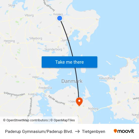 Paderup Gymnasium/Paderup Blvd. to Tietgenbyen map