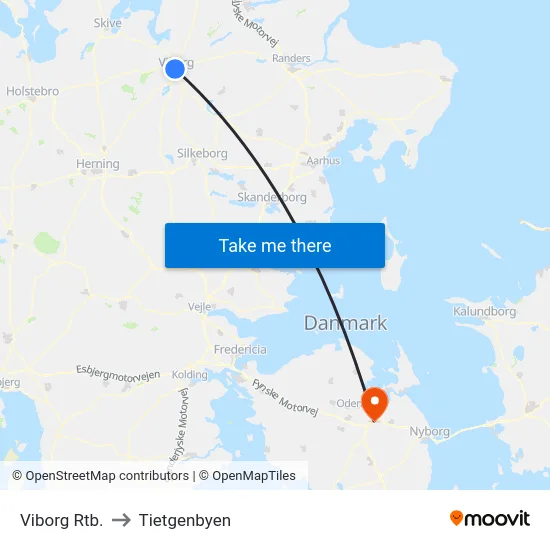Viborg Rtb. to Tietgenbyen map