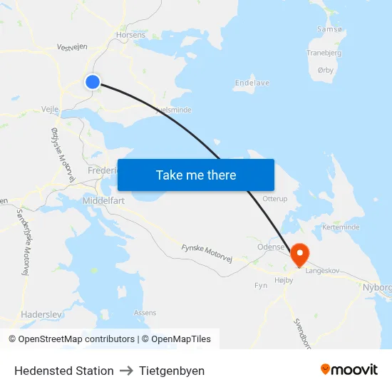 Hedensted Station to Tietgenbyen map
