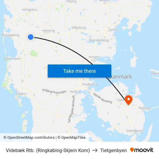 Videbæk Rtb. (Ringkøbing-Skjern Kom) to Tietgenbyen map