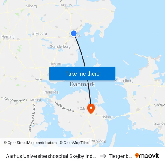 Aarhus Universitetshospital Skejby Indgang E/F to Tietgenbyen map