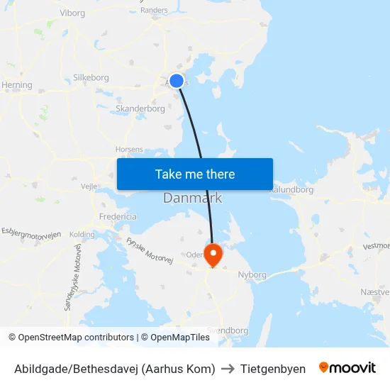 Abildgade/Bethesdavej (Aarhus Kom) to Tietgenbyen map