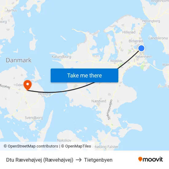 Dtu Rævehøjvej (Rævehøjvej) to Tietgenbyen map