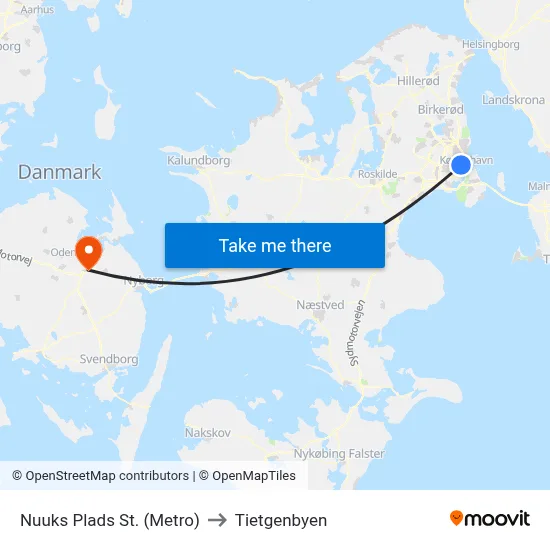 Nuuks Plads St. (Metro) to Tietgenbyen map