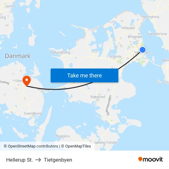 Hellerup St. to Tietgenbyen map