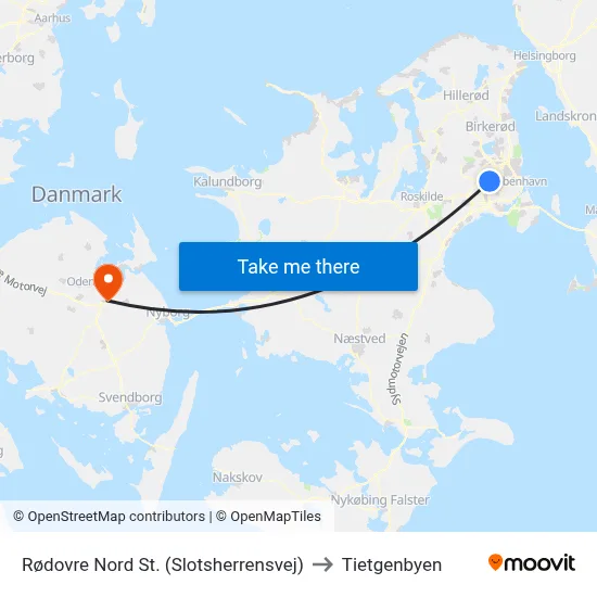 Rødovre Nord St. (Slotsherrensvej) to Tietgenbyen map