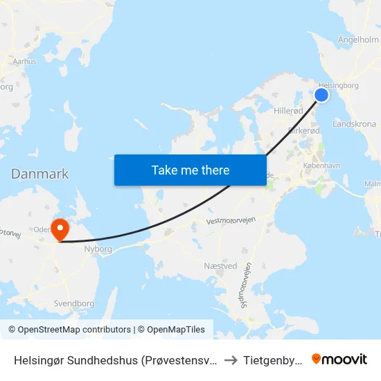 Helsingør Sundhedshus (Prøvestensvej) to Tietgenbyen map