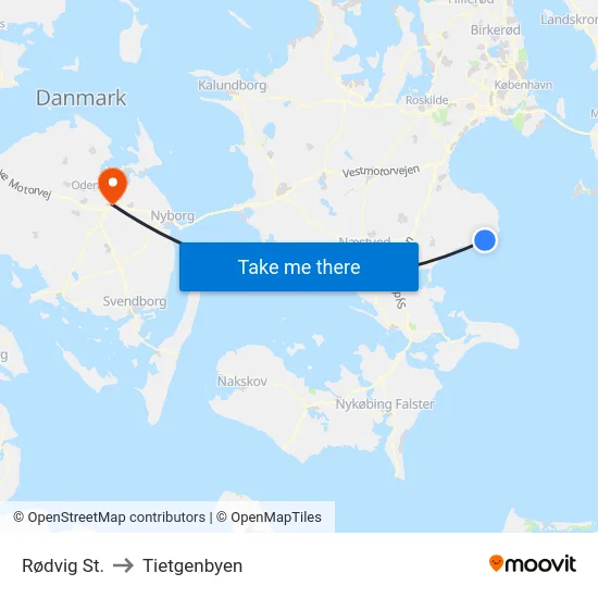 Rødvig St. to Tietgenbyen map