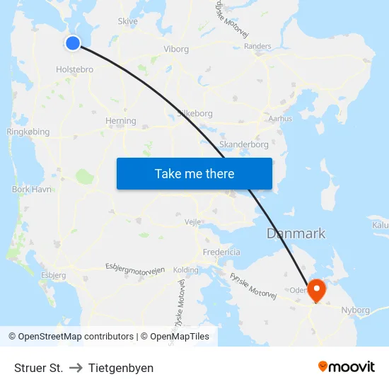 Struer St. to Tietgenbyen map