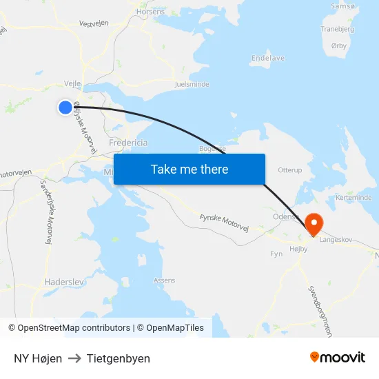 NY Højen to Tietgenbyen map