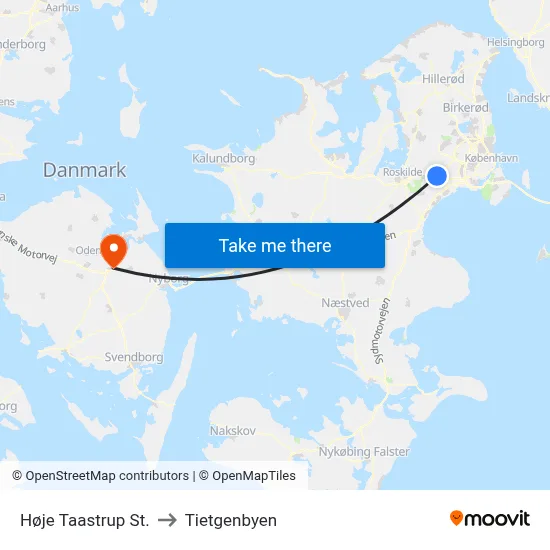 Høje Taastrup St. to Tietgenbyen map