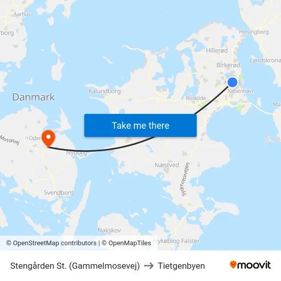 Stengården St. (Gammelmosevej) to Tietgenbyen map