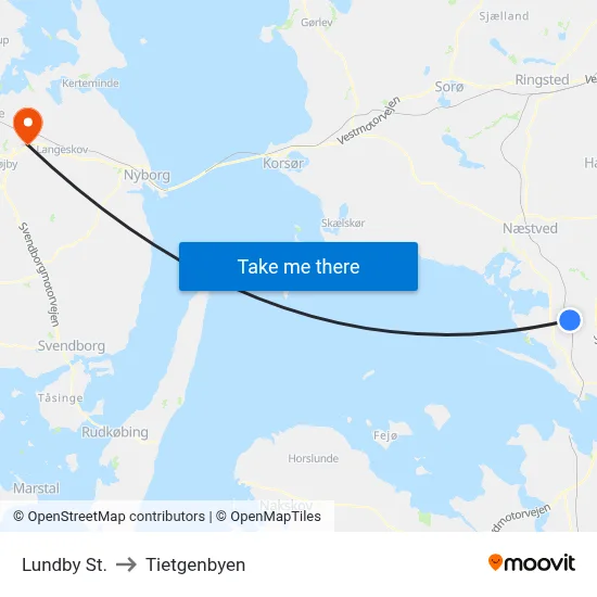 Lundby St. to Tietgenbyen map
