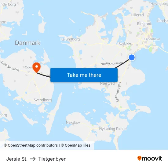 Jersie St. to Tietgenbyen map