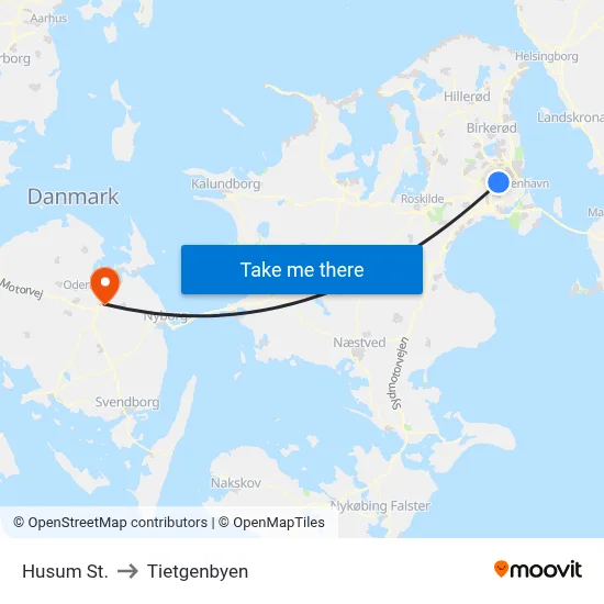 Husum St. to Tietgenbyen map
