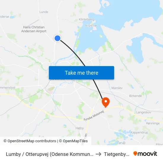 Lumby / Otterupvej (Odense Kommune) to Tietgenbyen map