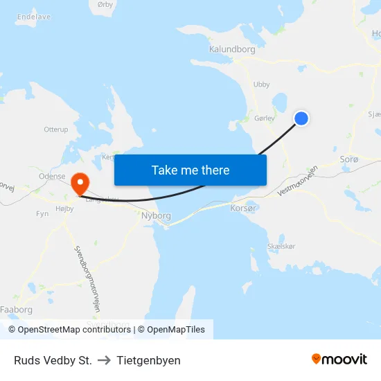 Ruds Vedby St. to Tietgenbyen map