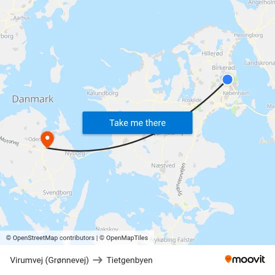 Virumvej (Grønnevej) to Tietgenbyen map