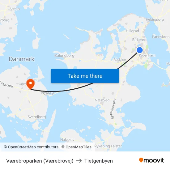 Værebroparken (Værebrovej) to Tietgenbyen map