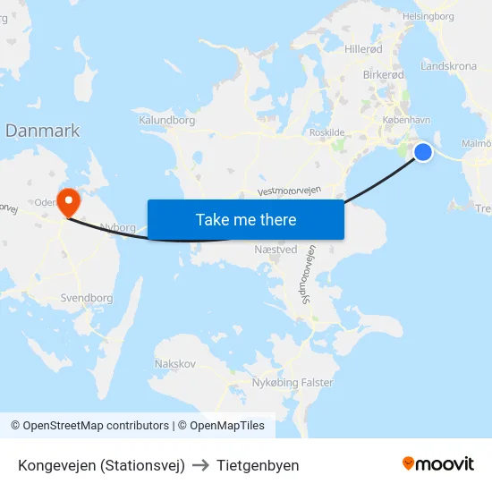 Kongevejen (Stationsvej) to Tietgenbyen map