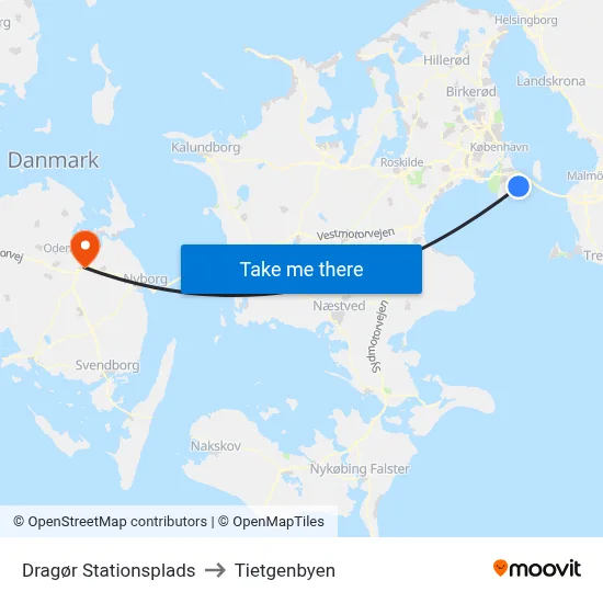 Dragør Stationsplads to Tietgenbyen map