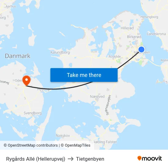 Rygårds Allé (Hellerupvej) to Tietgenbyen map