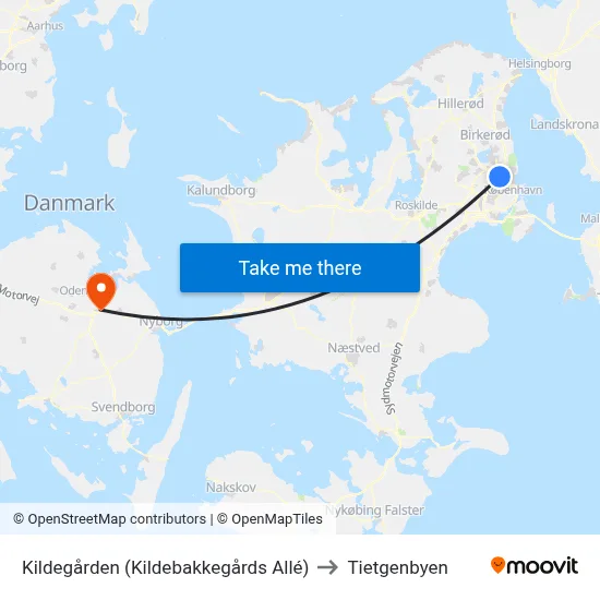 Kildegården (Kildebakkegårds Allé) to Tietgenbyen map