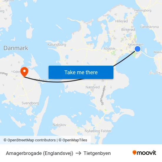 Amagerbrogade (Englandsvej) to Tietgenbyen map