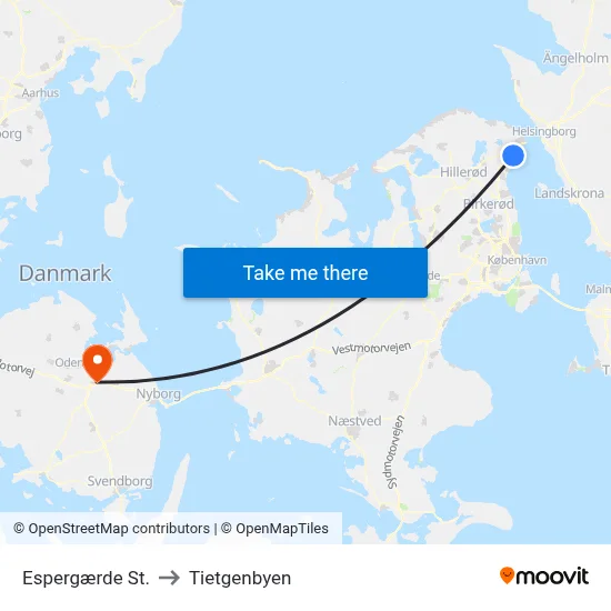 Espergærde St. to Tietgenbyen map