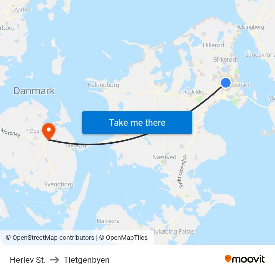 Herlev St. to Tietgenbyen map