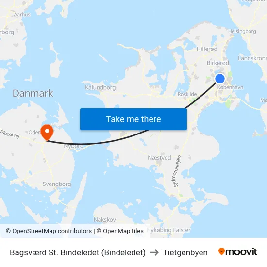 Bagsværd St. Bindeledet (Bindeledet) to Tietgenbyen map