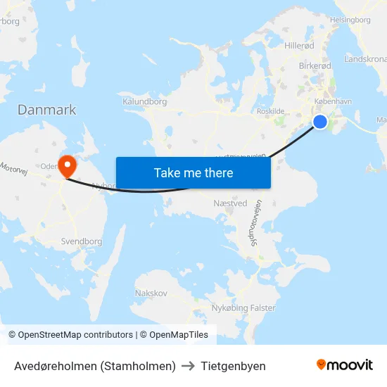 Avedøreholmen (Stamholmen) to Tietgenbyen map