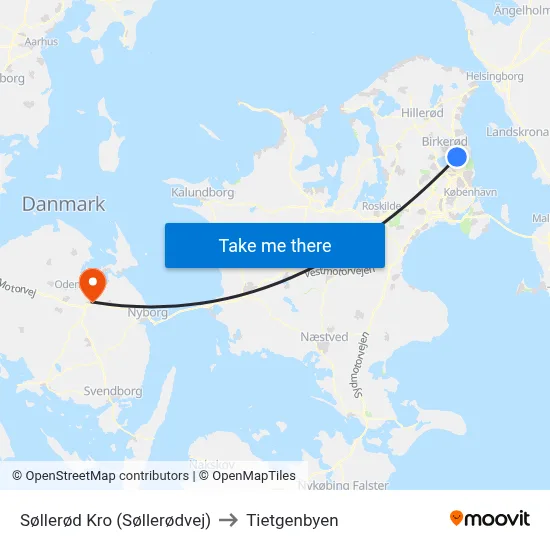 Søllerød Kro (Søllerødvej) to Tietgenbyen map