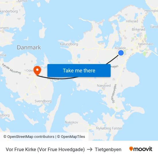 Vor Frue Kirke (Vor Frue Hovedgade) to Tietgenbyen map